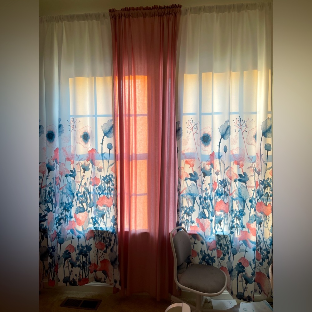 Three 95” length curtain